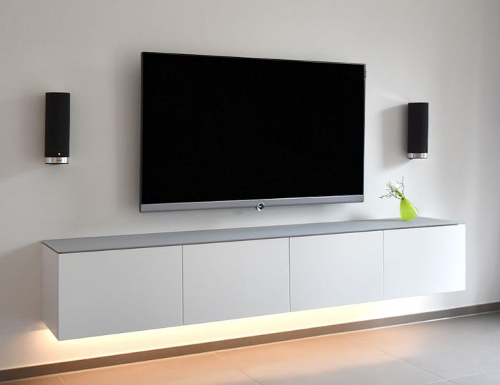 TV-Sideboard in MDF weiß lackiert