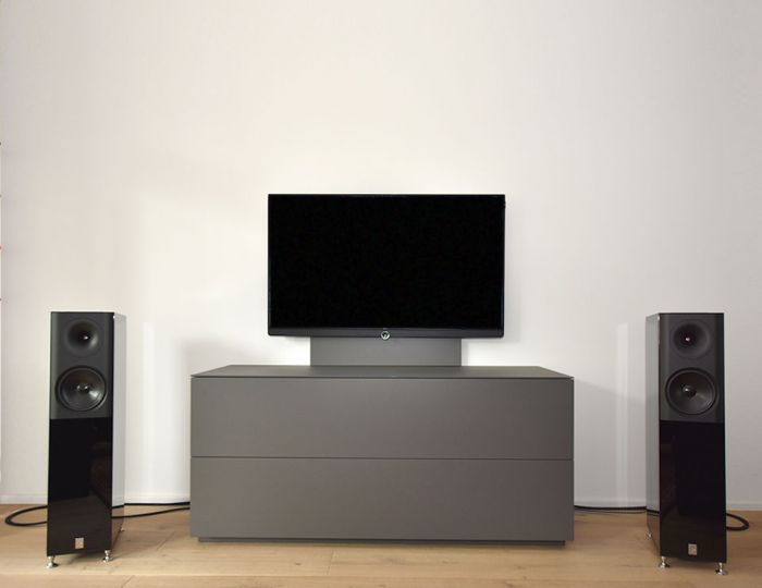 HIFI-Sideboard in MDF grau lackiert